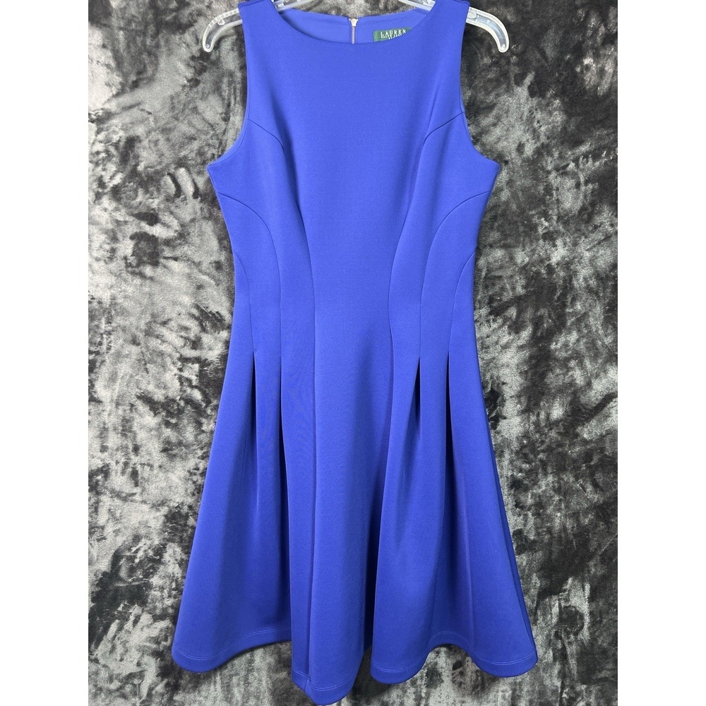 Lauren Ralph Lauren Royal Blue Sleeveless Fit Flare Dress  Sz‎ 10 by measurement